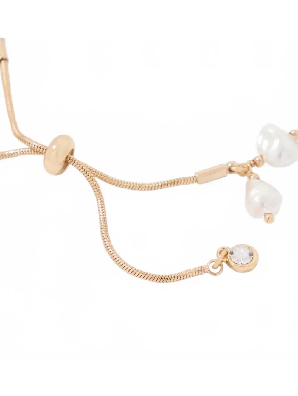 WHBM Goldtone Pearl Friendship Bracelet with Glass Stone Accents